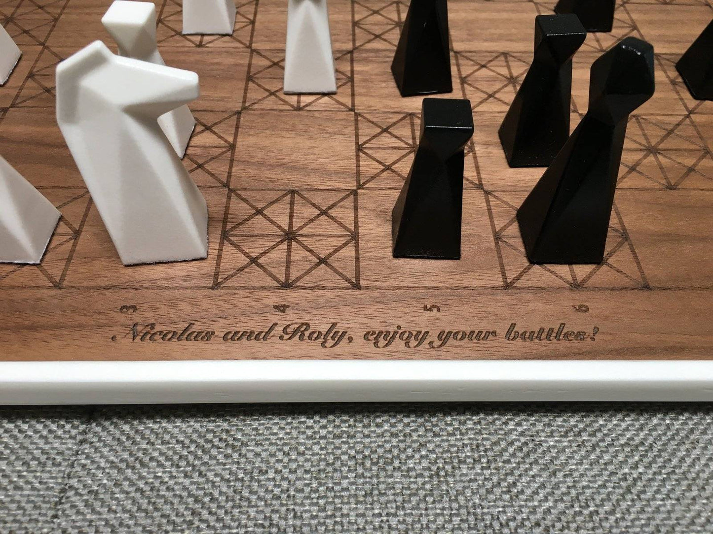Customization (Laser Engraving) - Handmade geometric modern chess set design gift by PLA Concept