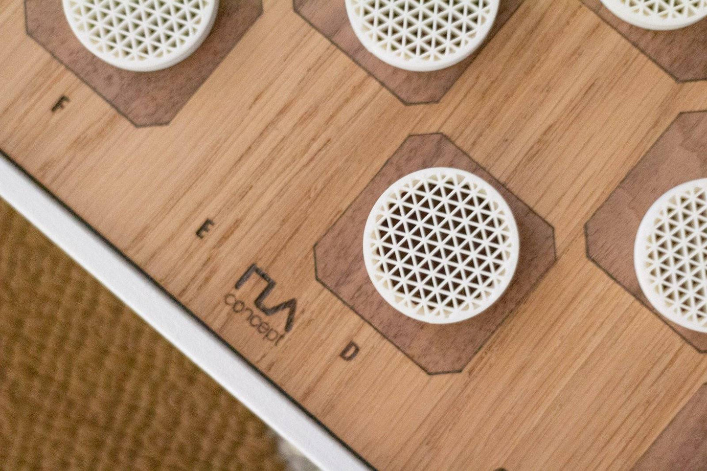 White Oak and Walnut Handmade Modern Geometric Checkers/Draughts with 3D Printed Pieces