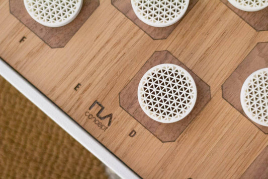 White Oak and Walnut Handmade Modern Geometric Checkers/Draughts with 3D Printed Pieces