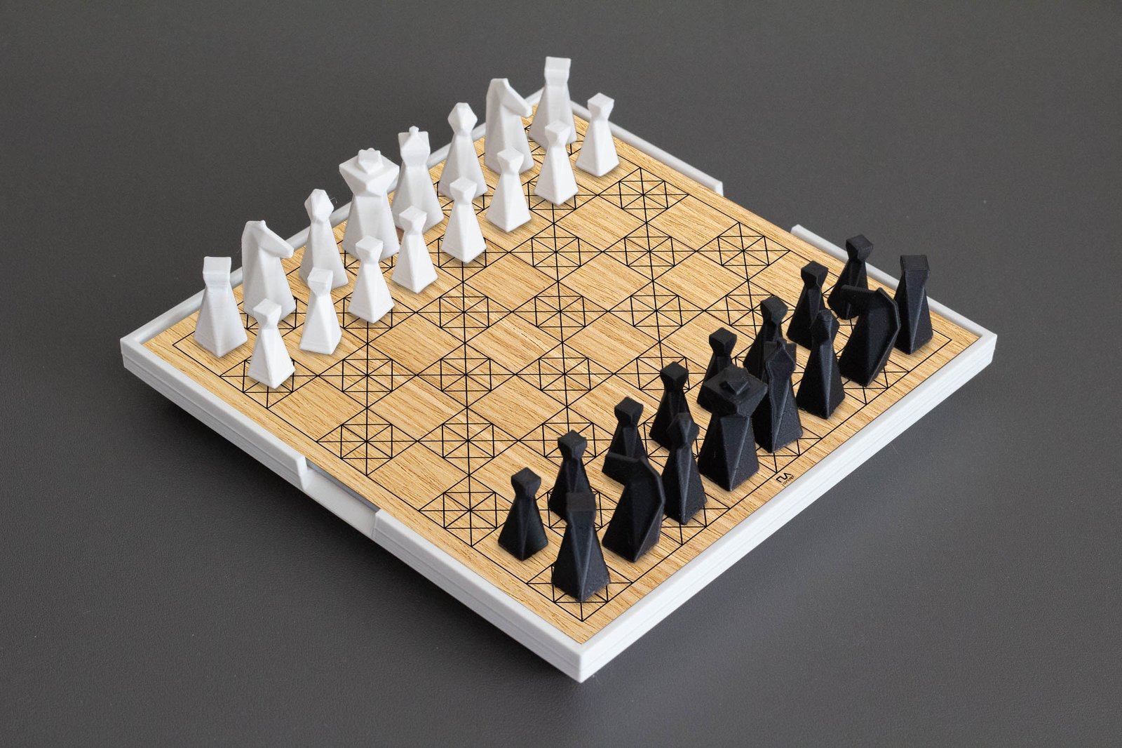 Personalized Magnetic Travel Chess Set, Modern Chess Set, Minimalist Unique Chess Set with Board, Birthday Gift, 3D Printed Chess Pieces