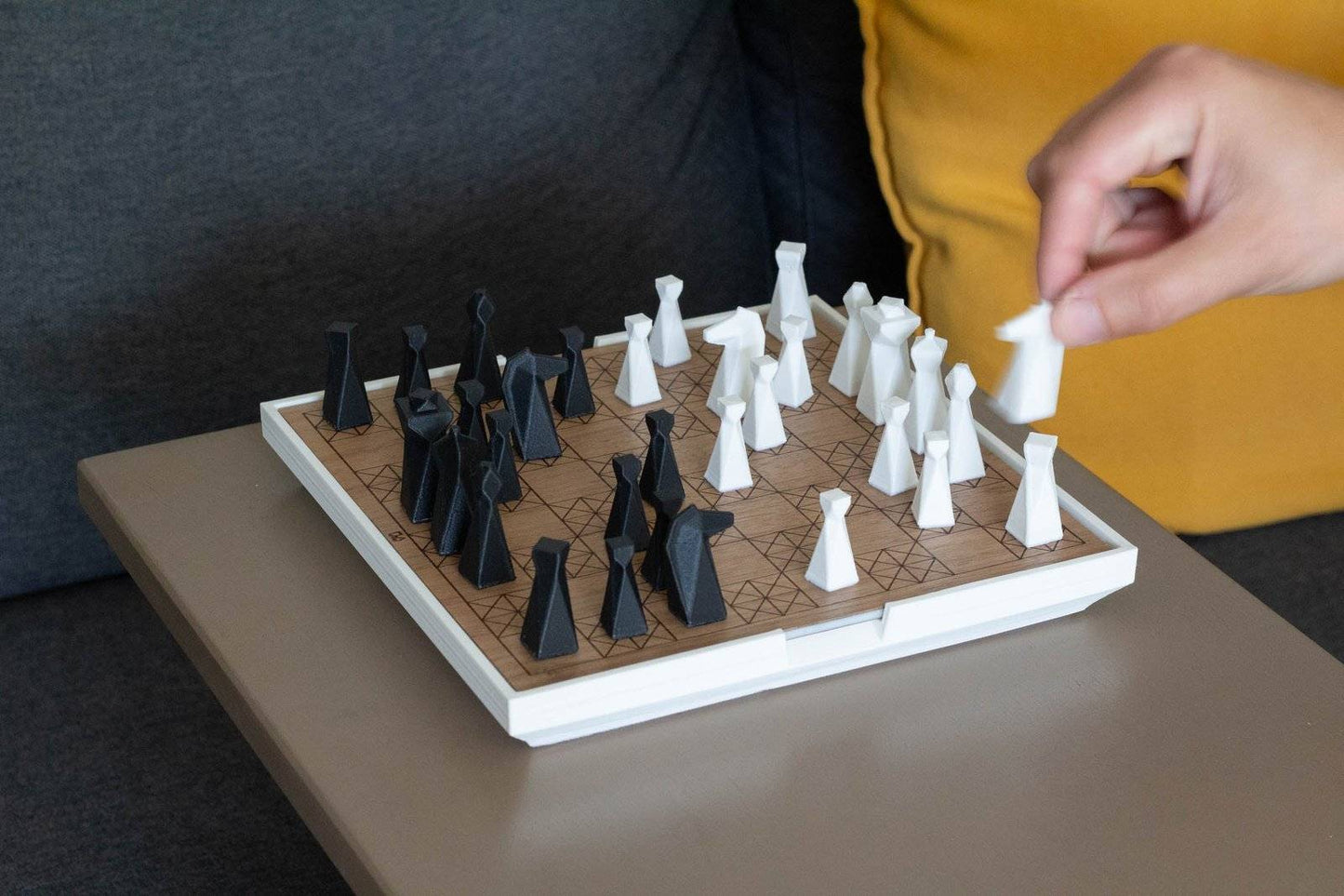 Personalized Magnetic Travel Chess Set, Modern Chess Set, Minimalist Unique Chess Set with Board, Birthday Gift, 3D Printed Chess Pieces