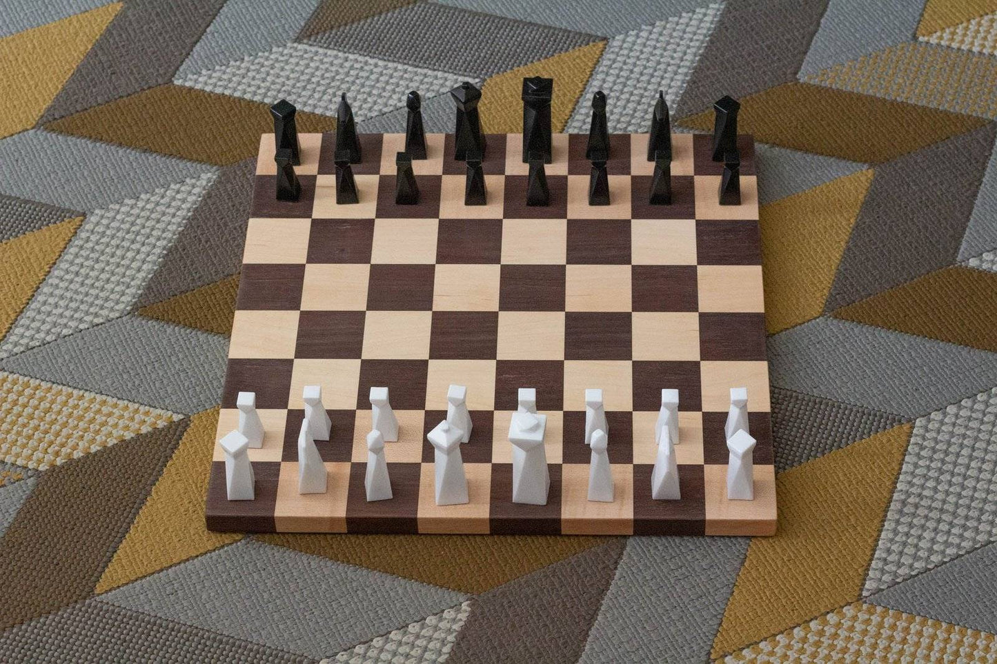 Modern Handmade Geometric Borderless Chess Set / Weighted Resin Pieces