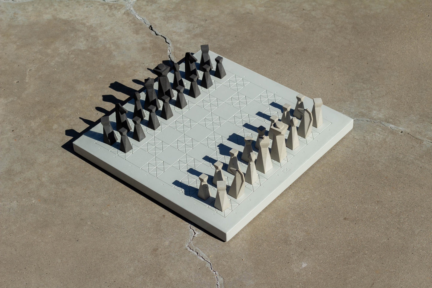 Handmade Modern Concrete Geometric Chess Set with Concrete Chess Pieces | Home Decor | Luxury Personalized Gift
