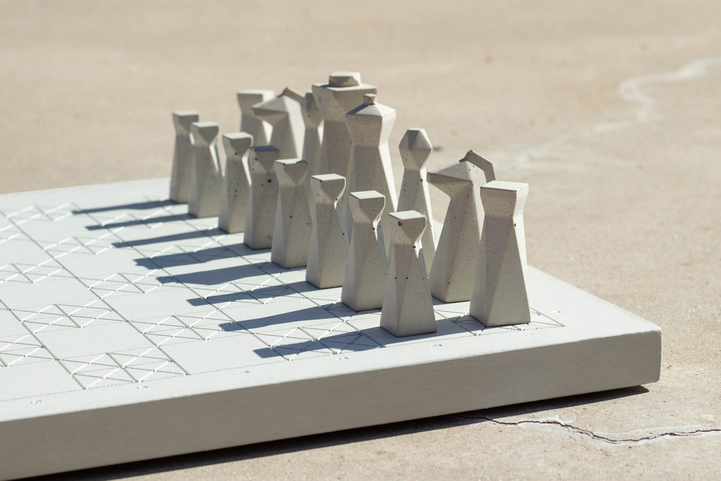 Handmade Modern Concrete Geometric Chess Set with Concrete Chess Pieces | Home Decor | Luxury Personalized Gift