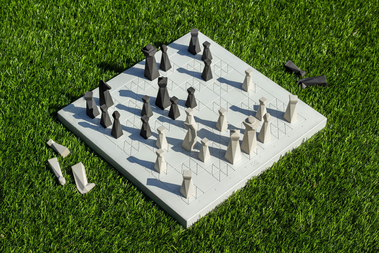 Handmade Modern Concrete Geometric Chess Set with Concrete Chess Pieces | Home Decor | Luxury Personalized Gift