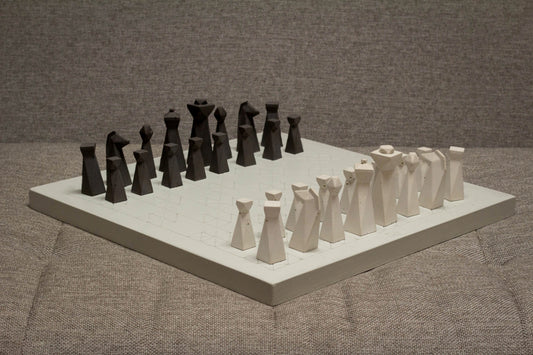 Handmade Modern Concrete Geometric Chess Set with Concrete Chess Pieces | Home Decor | Luxury Personalized Gift