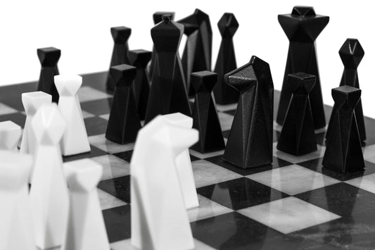 Modern Chess Set, Weighted Resin Chess Pieces and 15" Marble Board, Handmade Unique Chess Set, Luxury Personalized Gift, Custom Chess Pieces