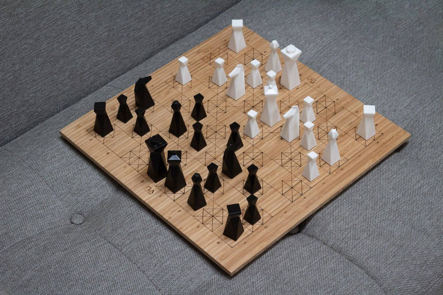 Bamboo Chess Set - Handmade geometric modern chess set design gift by PLA Concept