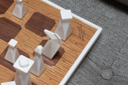 Customization (Laser Engraving) - Handmade geometric modern chess set design gift by PLA Concept