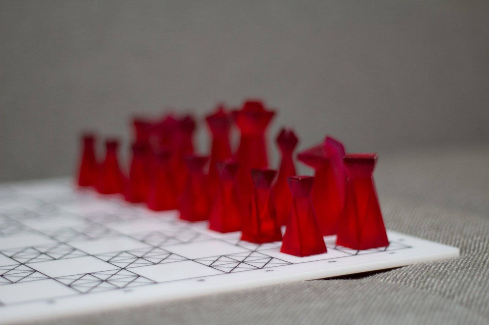 Colorful Transparent Resin Chess Pieces - Handmade geometric modern chess set design gift by PLA Concept