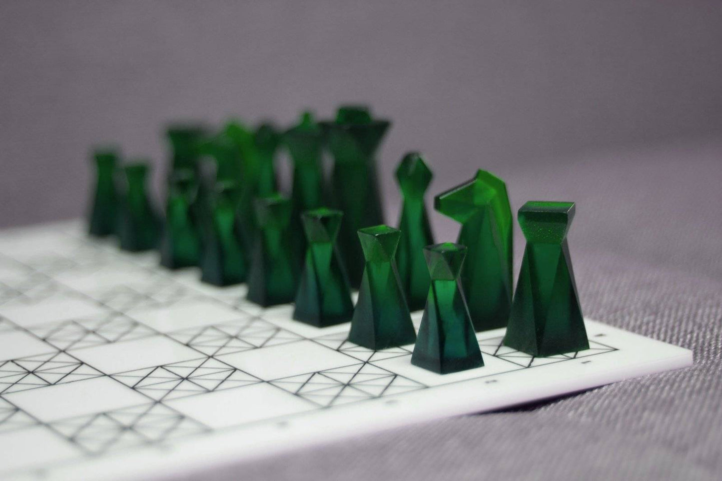 Colorful Transparent Resin Chess Pieces - Handmade geometric modern chess set design gift by PLA Concept