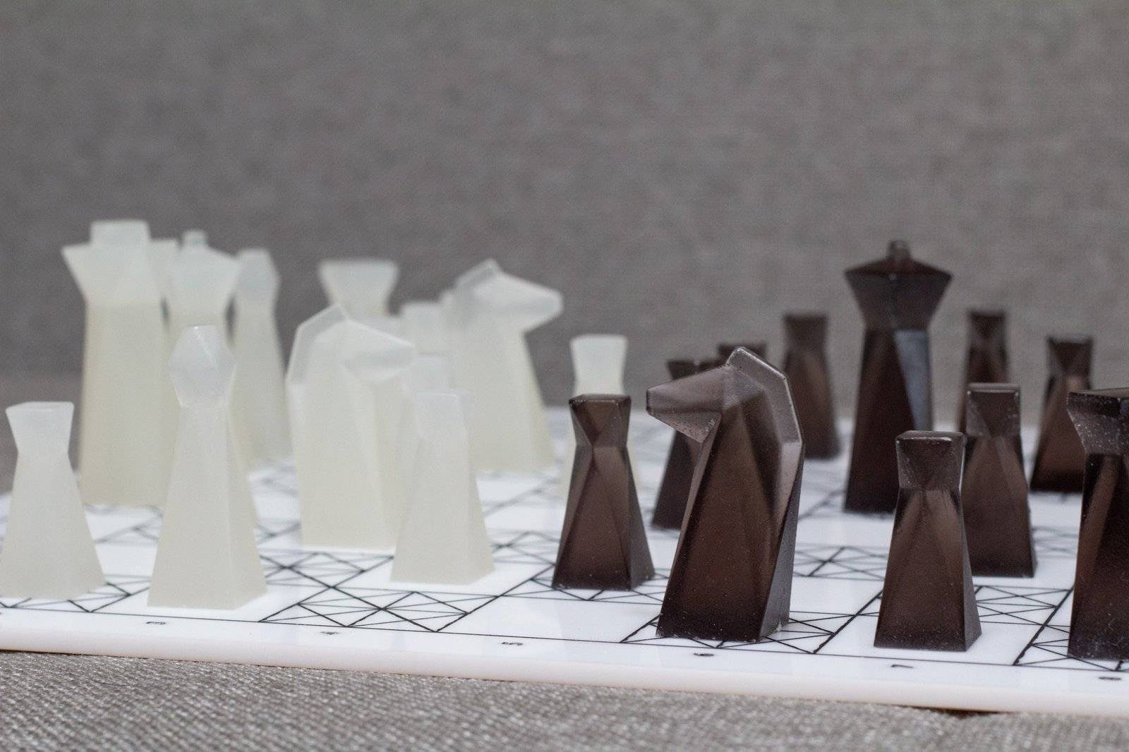 Colorful Transparent Resin Chess Pieces - Handmade geometric modern chess set design gift by PLA Concept