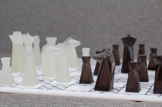 Colorful Transparent Resin Chess Pieces - Handmade geometric modern chess set design gift by PLA Concept