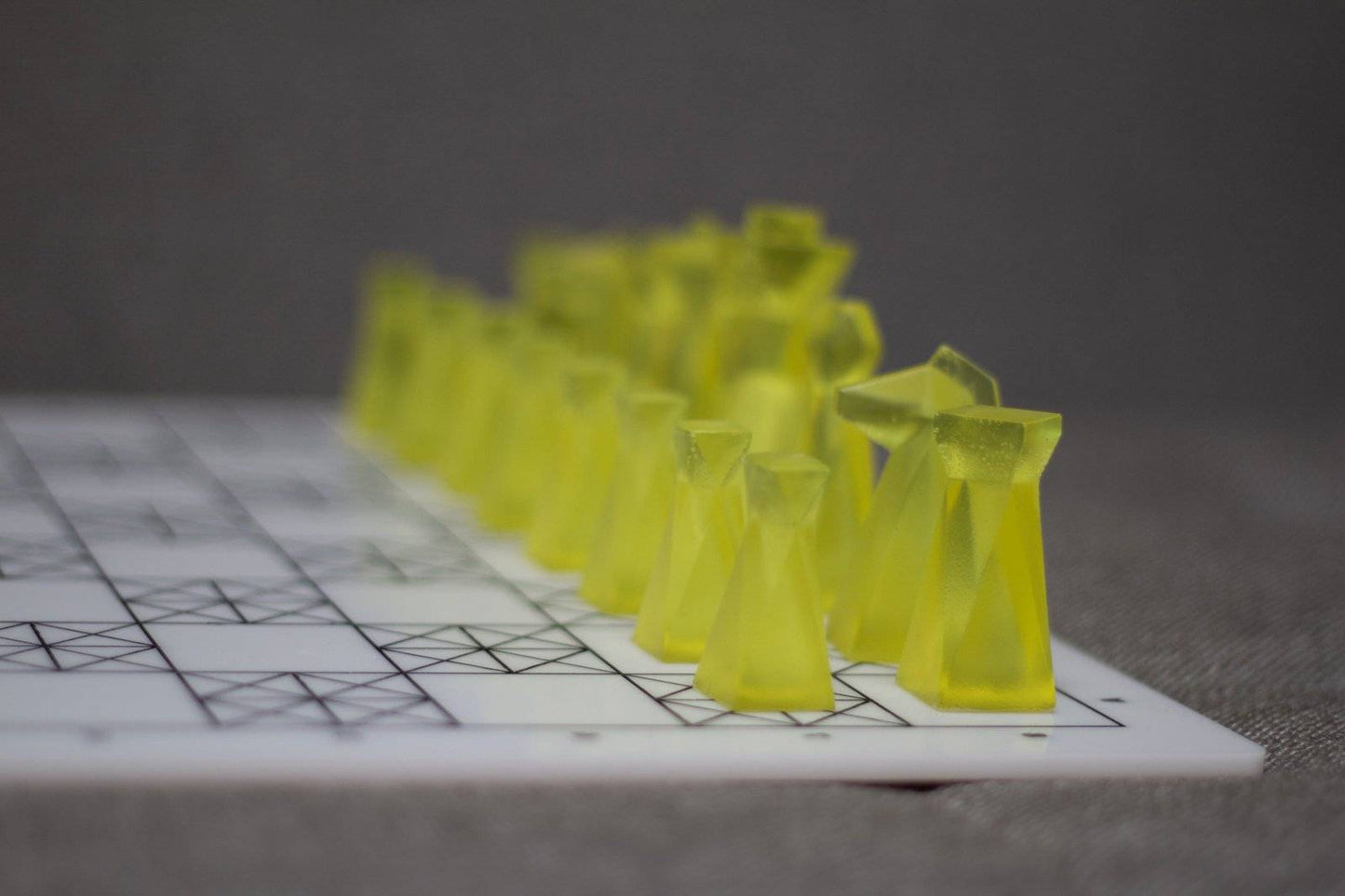 Colorful Transparent Resin Chess Pieces - Handmade geometric modern chess set design gift by PLA Concept