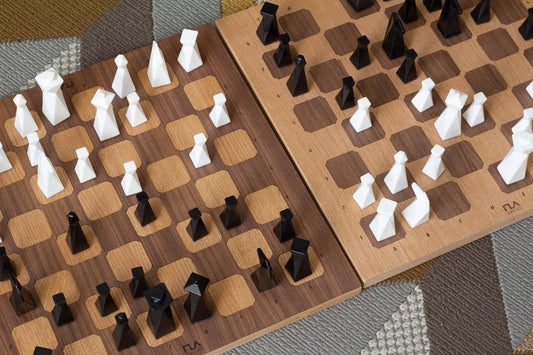 Plywood Chess Set - Handmade geometric modern chess set design gift by PLA Concept