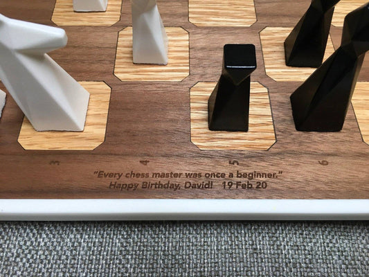 Customization (Laser Engraving) - Handmade geometric modern chess set design gift by PLA Concept