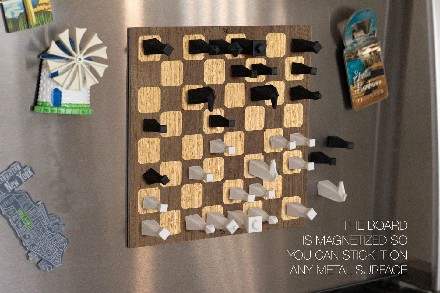 Personalized Magnetic Travel Chess Set, Modern Chess Set, Minimalist Unique Chess Set with Board, Birthday Gift, 3D Printed Chess Pieces