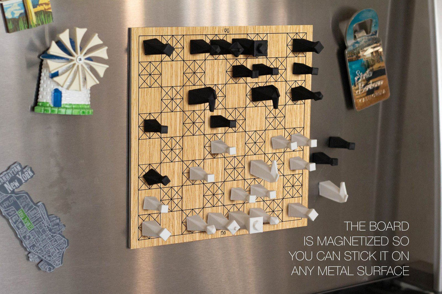 Personalized Magnetic Travel Chess Set, Modern Chess Set, Minimalist Unique Chess Set with Board, Birthday Gift, 3D Printed Chess Pieces