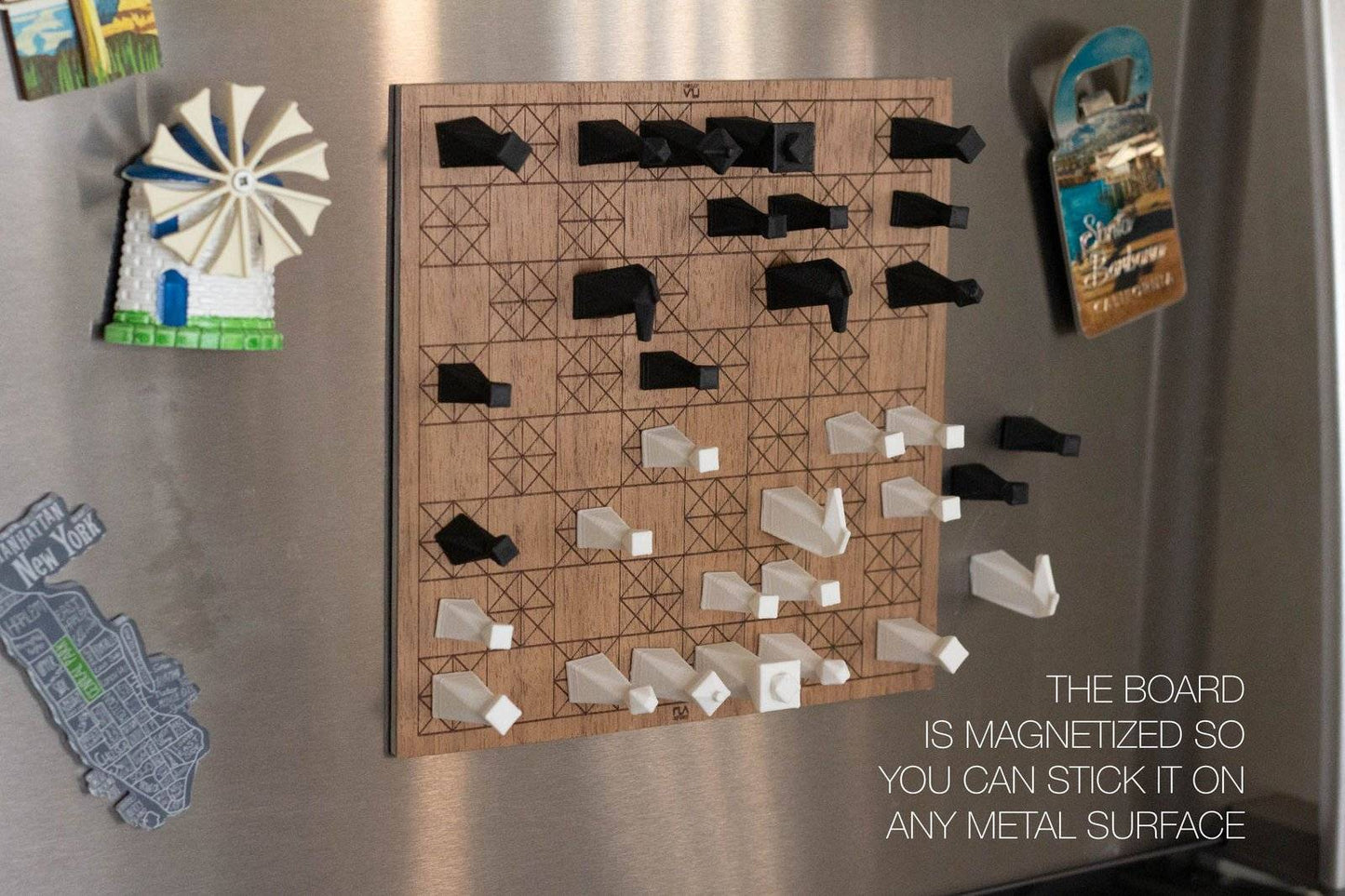 Personalized Magnetic Travel Chess Set, Modern Chess Set, Minimalist Unique Chess Set with Board, Birthday Gift, 3D Printed Chess Pieces