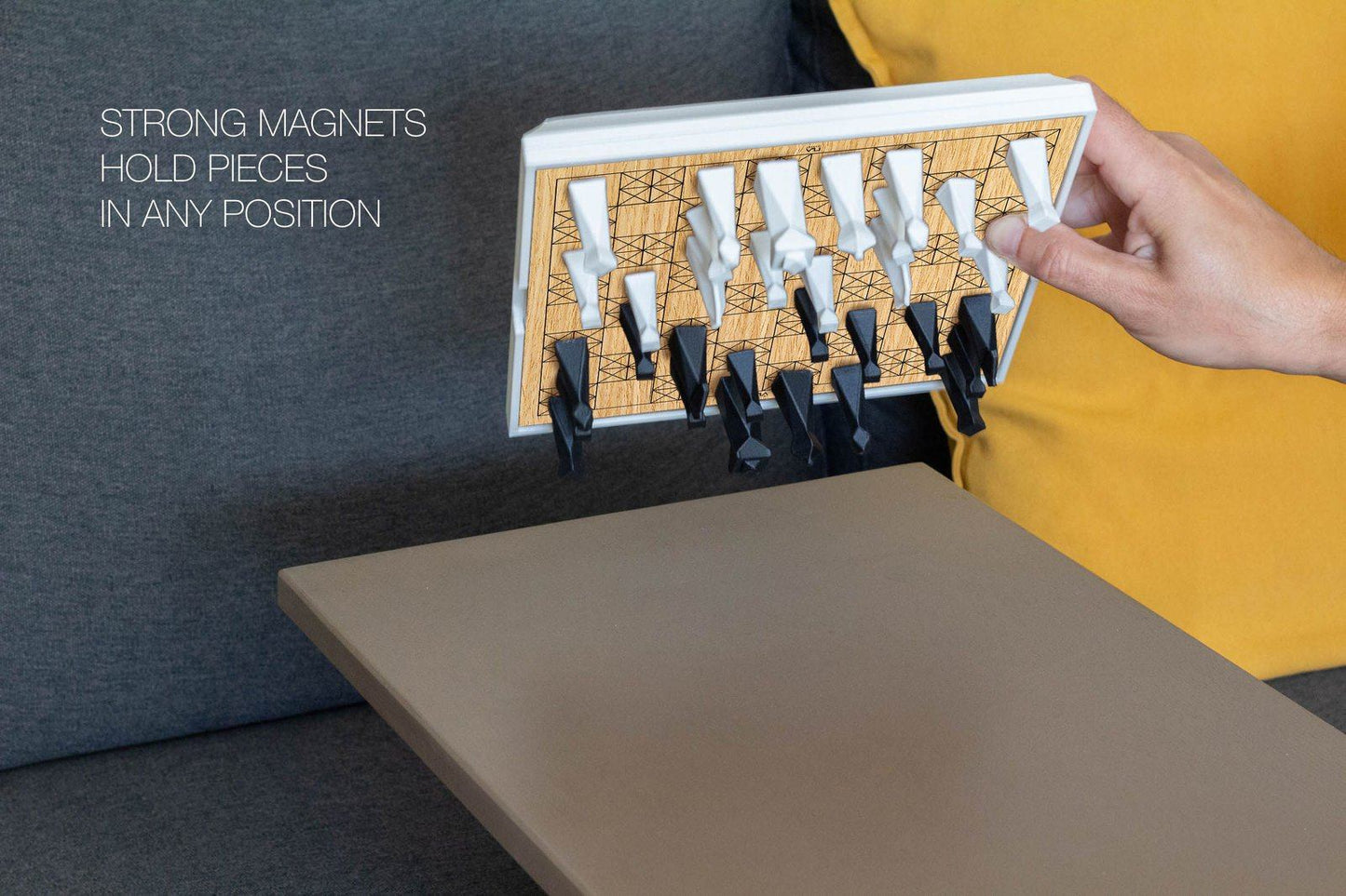 Personalized Magnetic Travel Chess Set, Modern Chess Set, Minimalist Unique Chess Set with Board, Birthday Gift, 3D Printed Chess Pieces