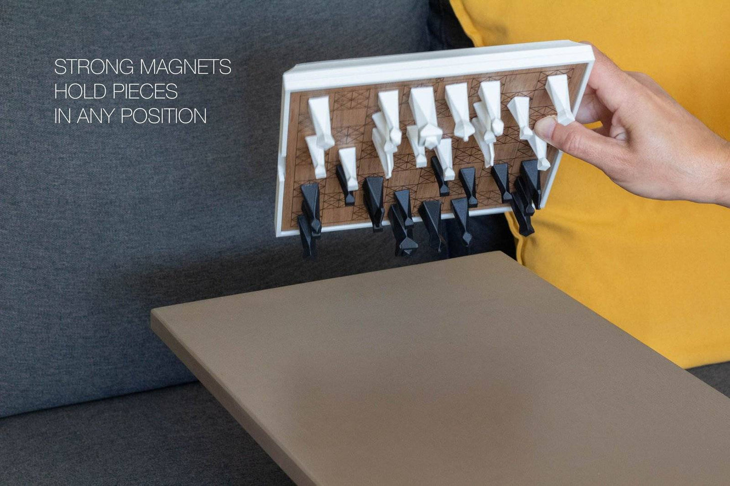 Personalized Magnetic Travel Chess Set, Modern Chess Set, Minimalist Unique Chess Set with Board, Birthday Gift, 3D Printed Chess Pieces