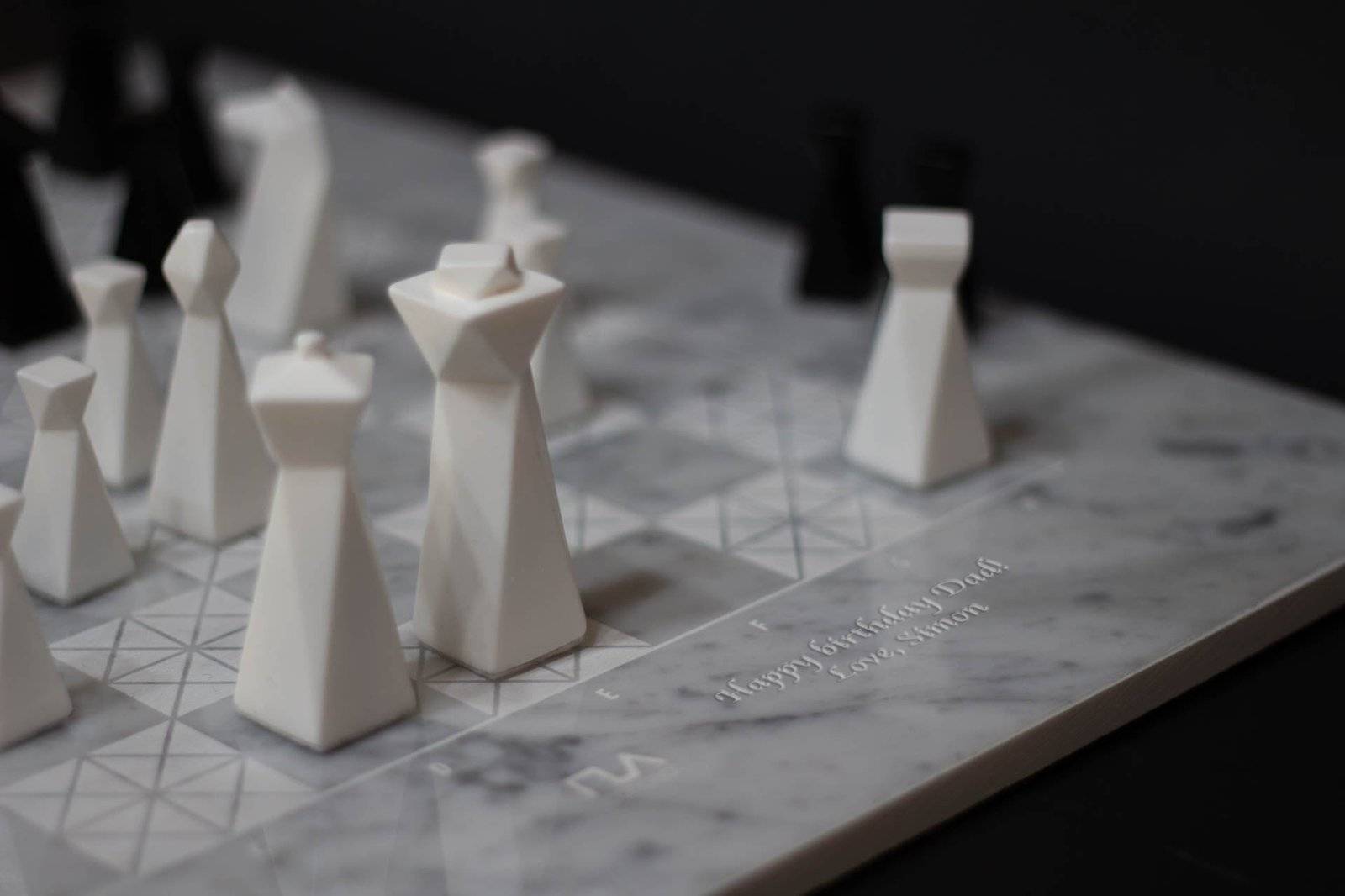 Resin Chess Pieces - Handmade geometric modern chess set design gift by PLA Concept