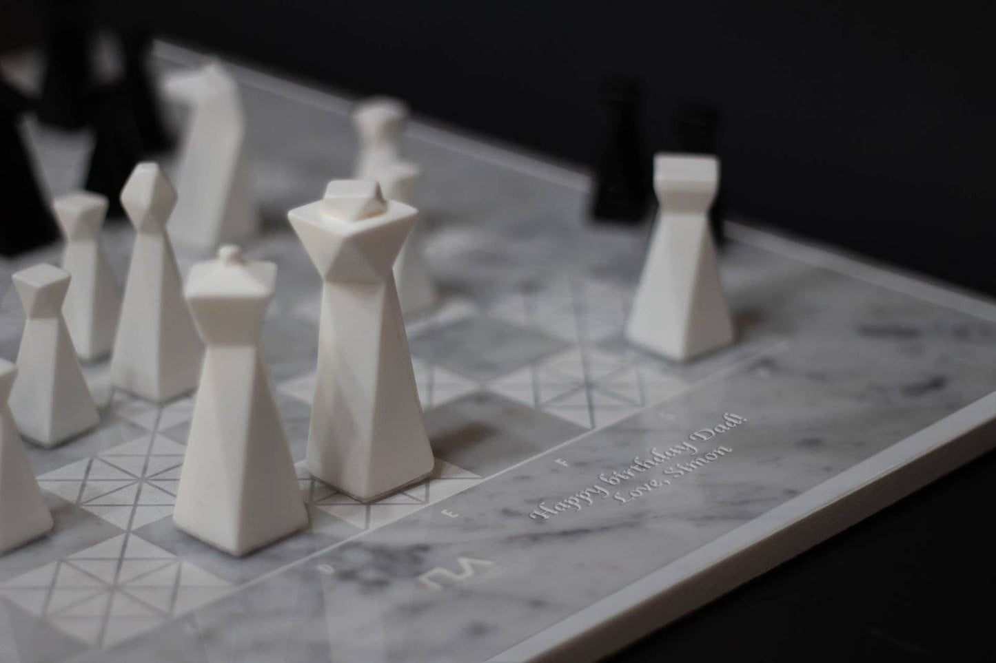 Customization (Laser Engraving) - Handmade geometric modern chess set design gift by PLA Concept