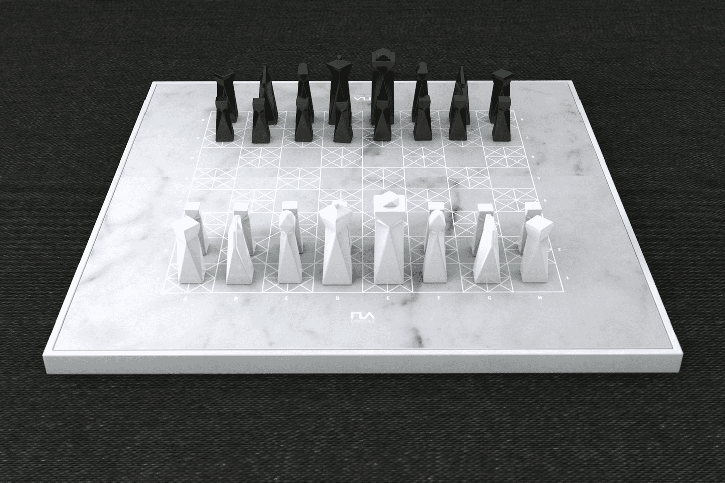 Gray Marble Chess Set, Handmade Modern Geometric Chess Set with Resin Chess Pieces, Custom Gift