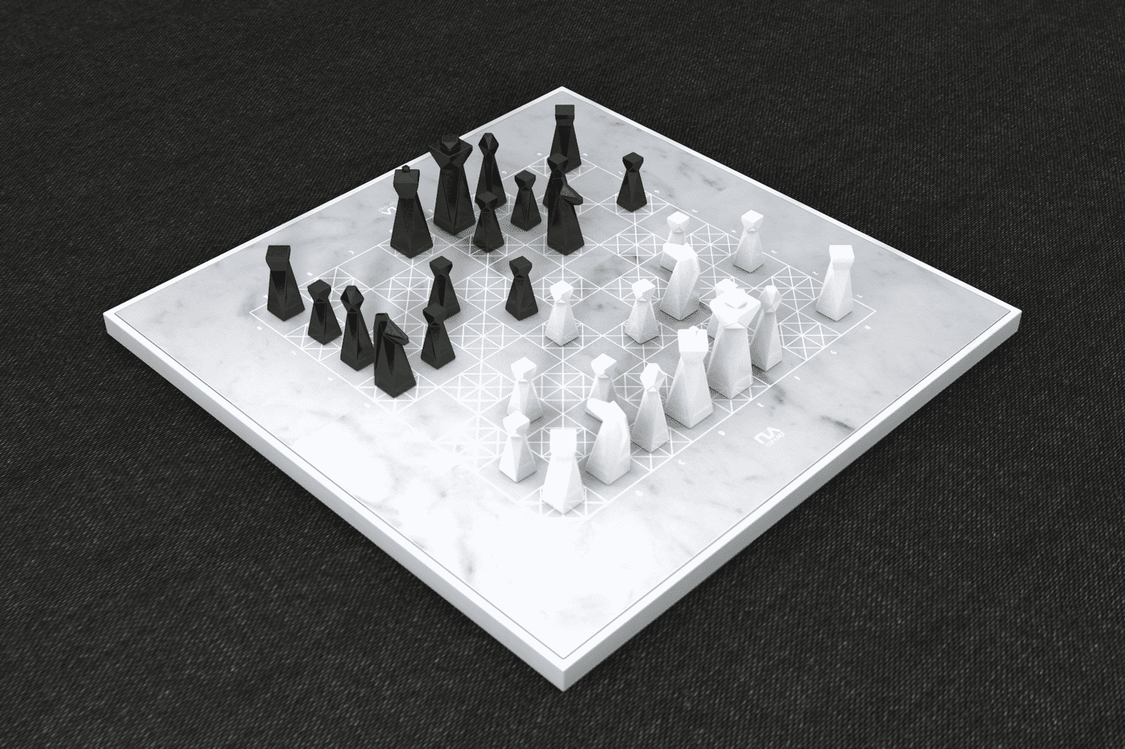 Gray Marble Luxury Chess Set - Custom Chess Board - Weighted Resin