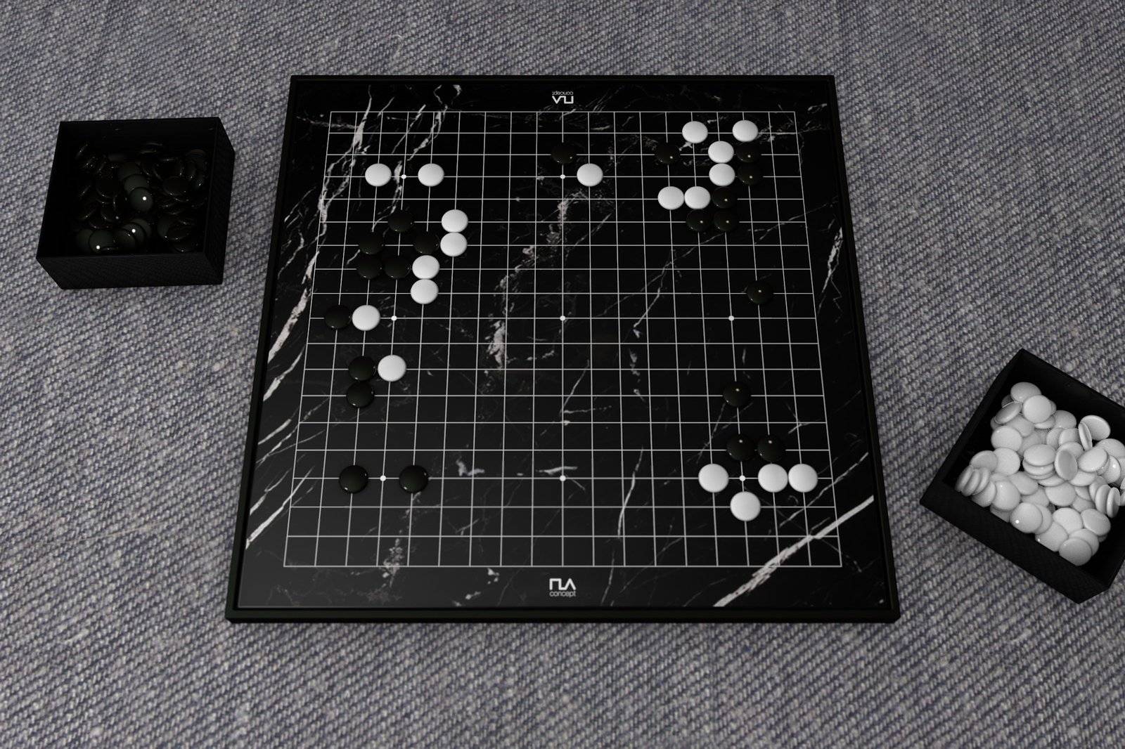 Black Marble Custom Handmade Modern Go Set 19x19 Grid - Luxury Gift ...