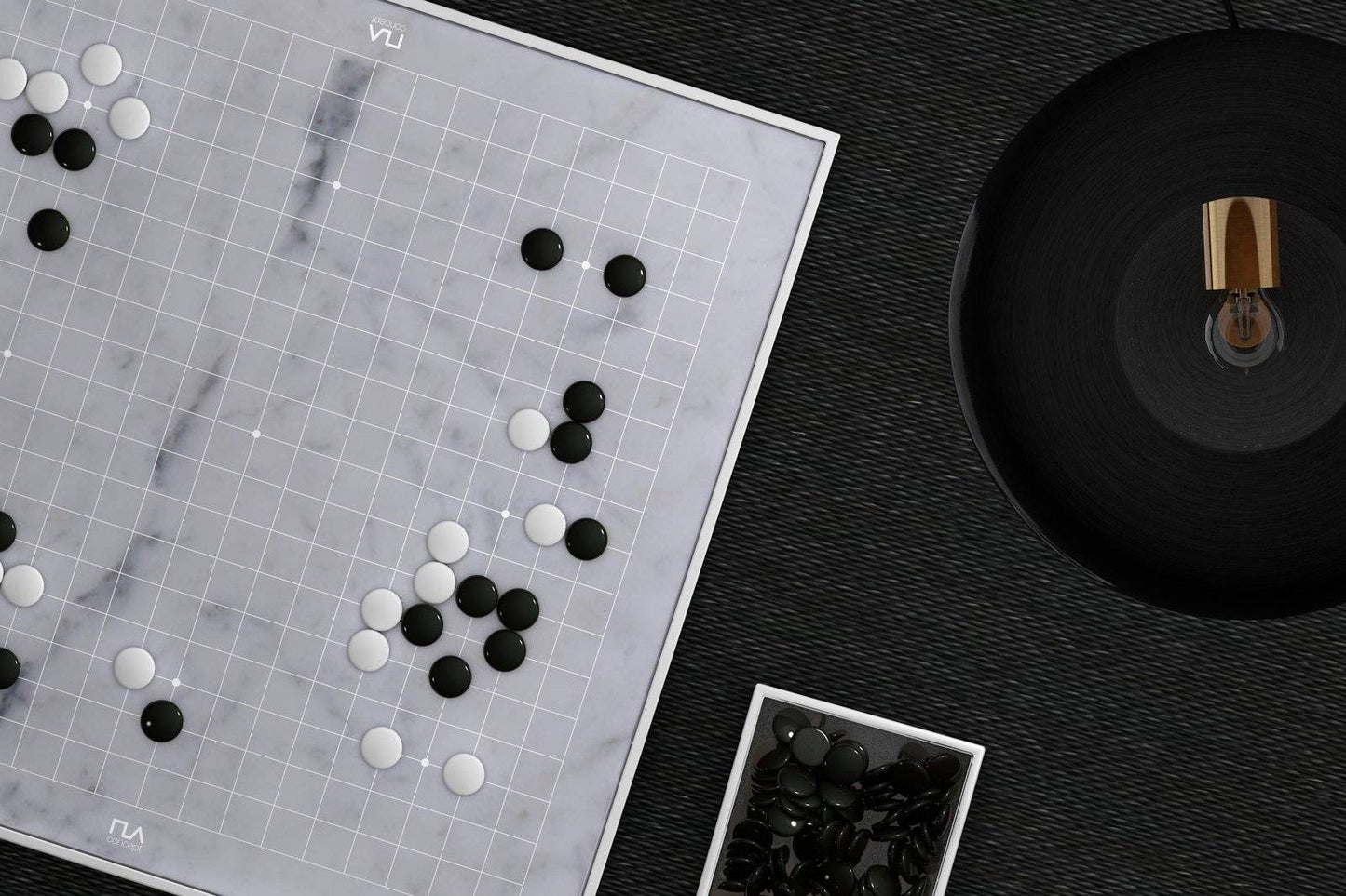 Gray Marble 19x19 Go Set - Handmade geometric modern go set design gift by PLA Concept