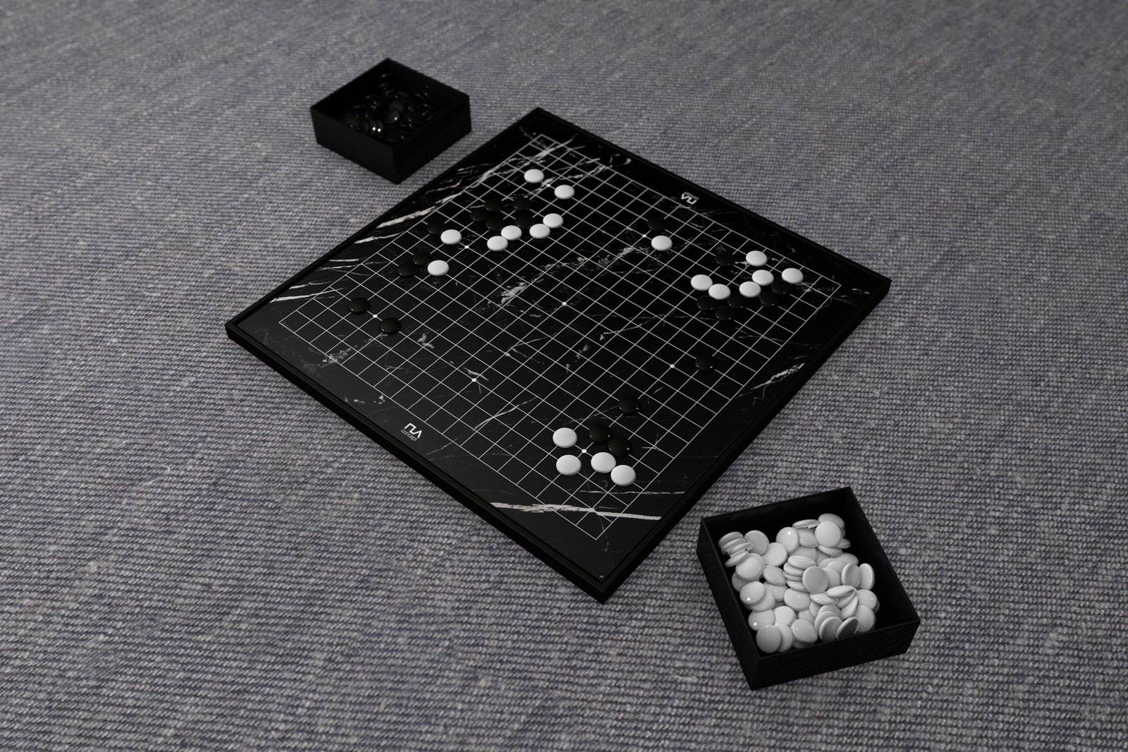 Black Marble 19x19 Go Set - Handmade geometric modern go set design gift by PLA Concept