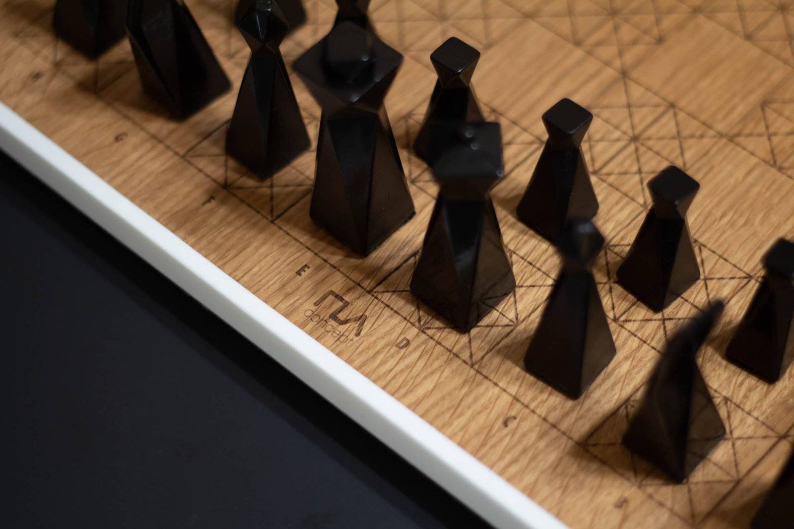 White Oak Chess Set - Handmade geometric modern chess set design gift by PLA Concept