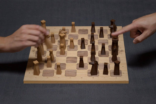 Modern Geometric 3D Printed Chess Set with Weighted 3D Printed Chess Pieces, Custom Gift
