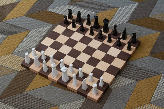 Modern Handmade Geometric Borderless Chess Set / Weighted Resin Pieces