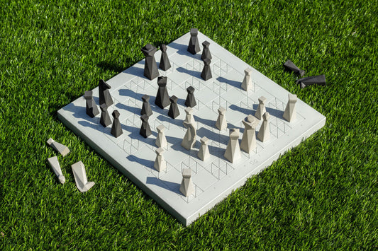 Handmade Modern Concrete Geometric Chess Set with Concrete Chess Pieces | Home Decor | Luxury Personalized Gift