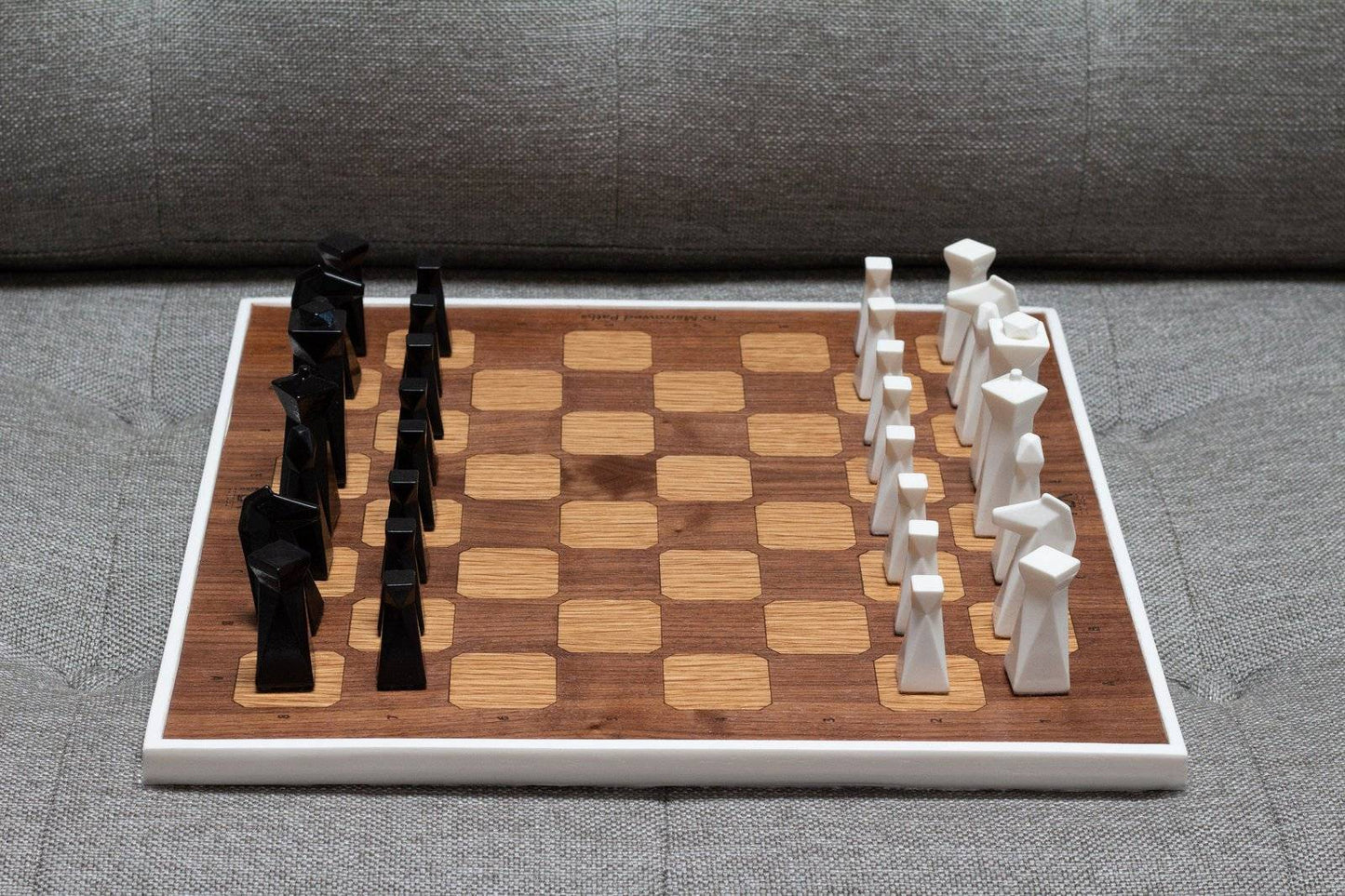 Walnut Chess Set - Handmade geometric modern chess set design gift by PLA Concept