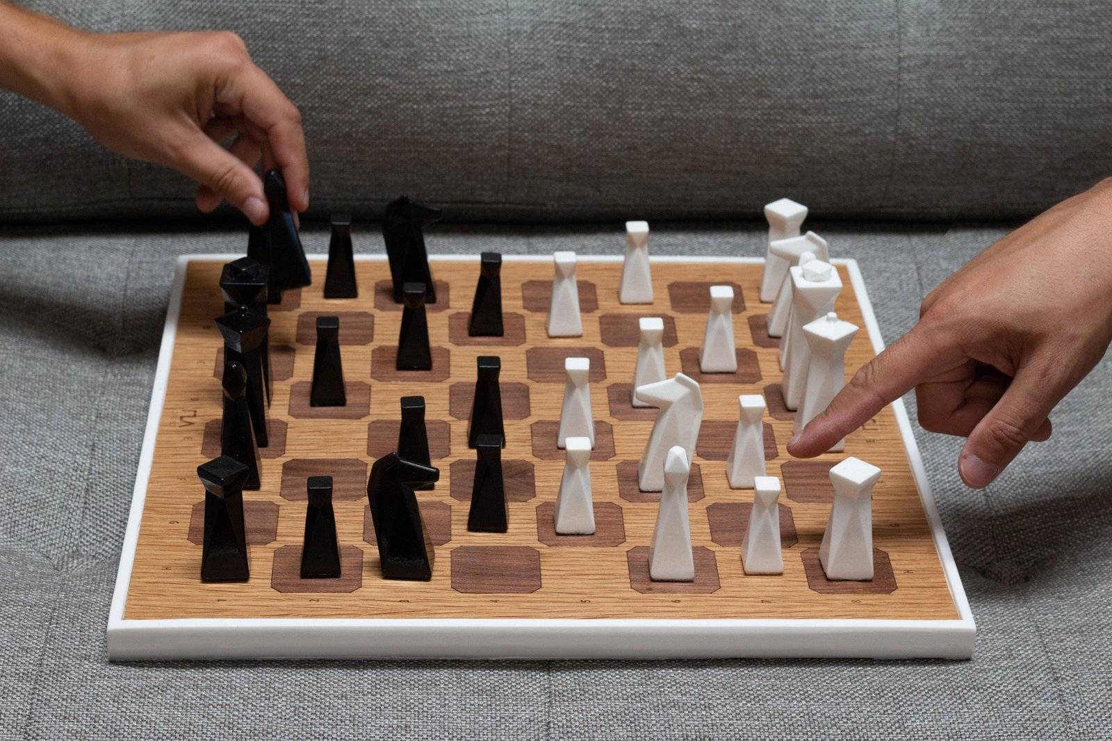 White Oak Chess Set - Handmade geometric modern chess set design gift by PLA Concept