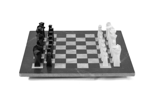 Modern Chess Set, Weighted Resin Chess Pieces and 15" Marble Board, Handmade Unique Chess Set, Luxury Personalized Gift, Custom Chess Pieces