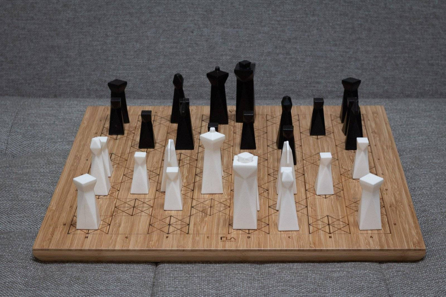 Bamboo Chess Set - Handmade geometric modern chess set design gift by PLA Concept