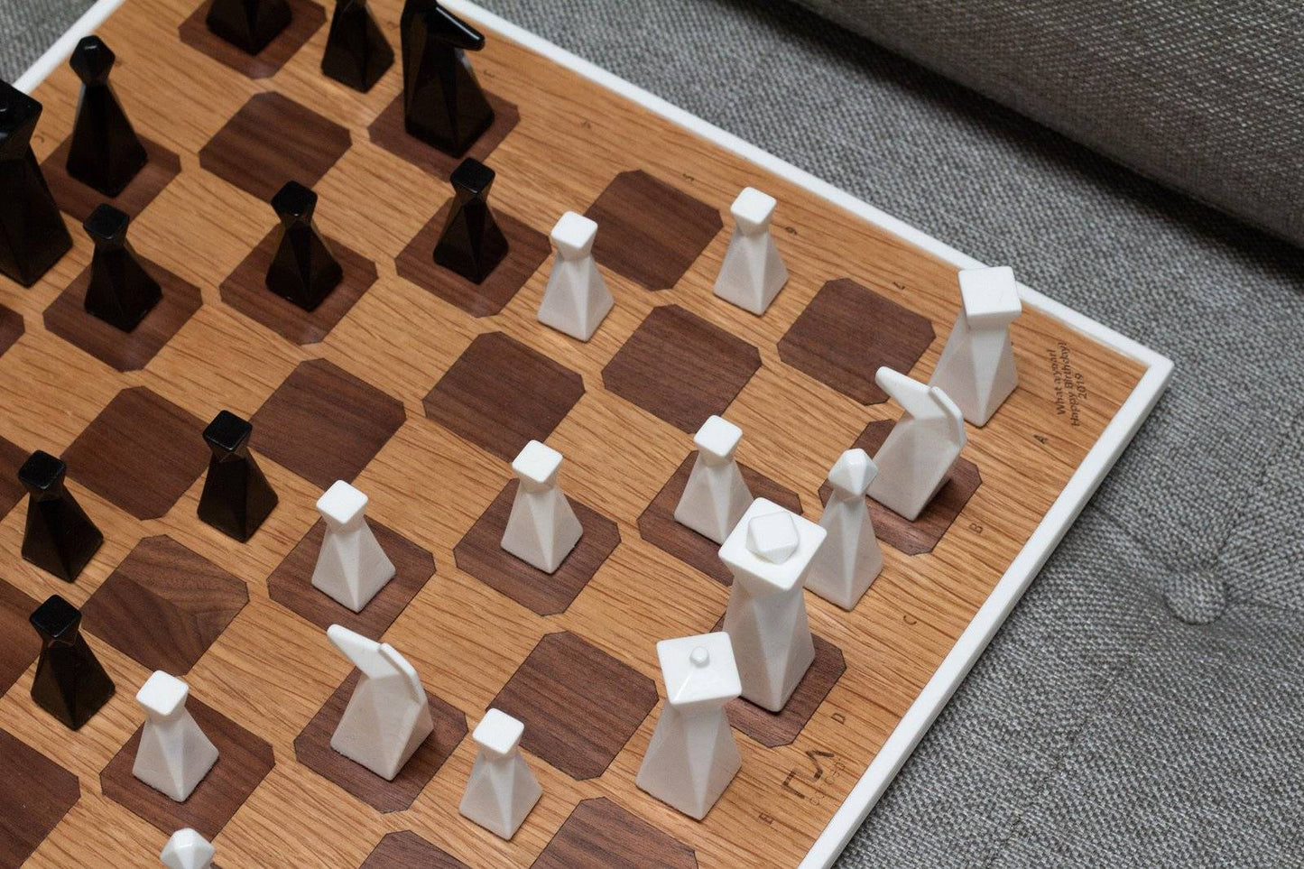 Customization (Laser Engraving) - Handmade geometric modern chess set design gift by PLA Concept