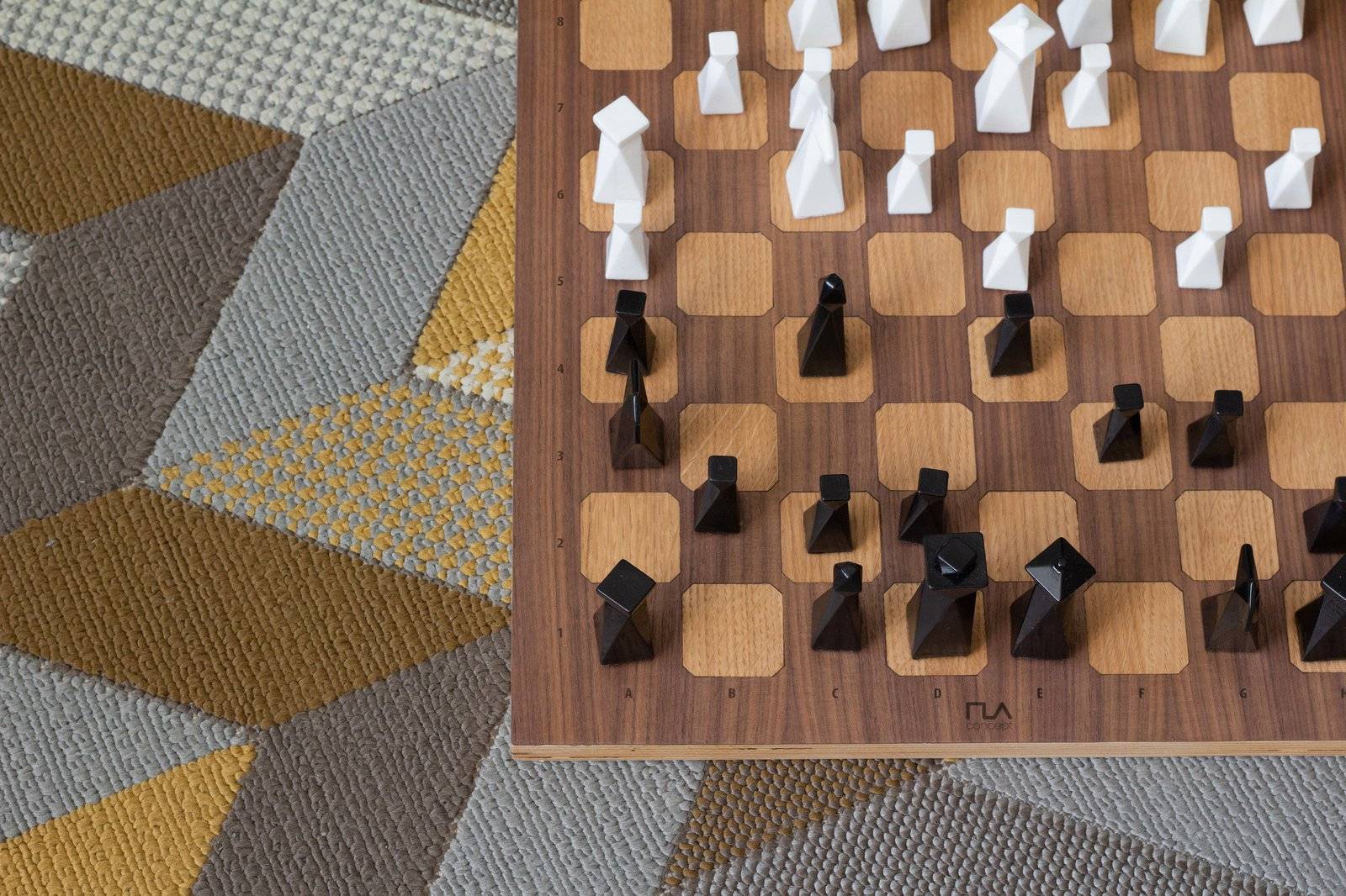 Plywood Chess Set - Handmade geometric modern chess set design gift by PLA Concept