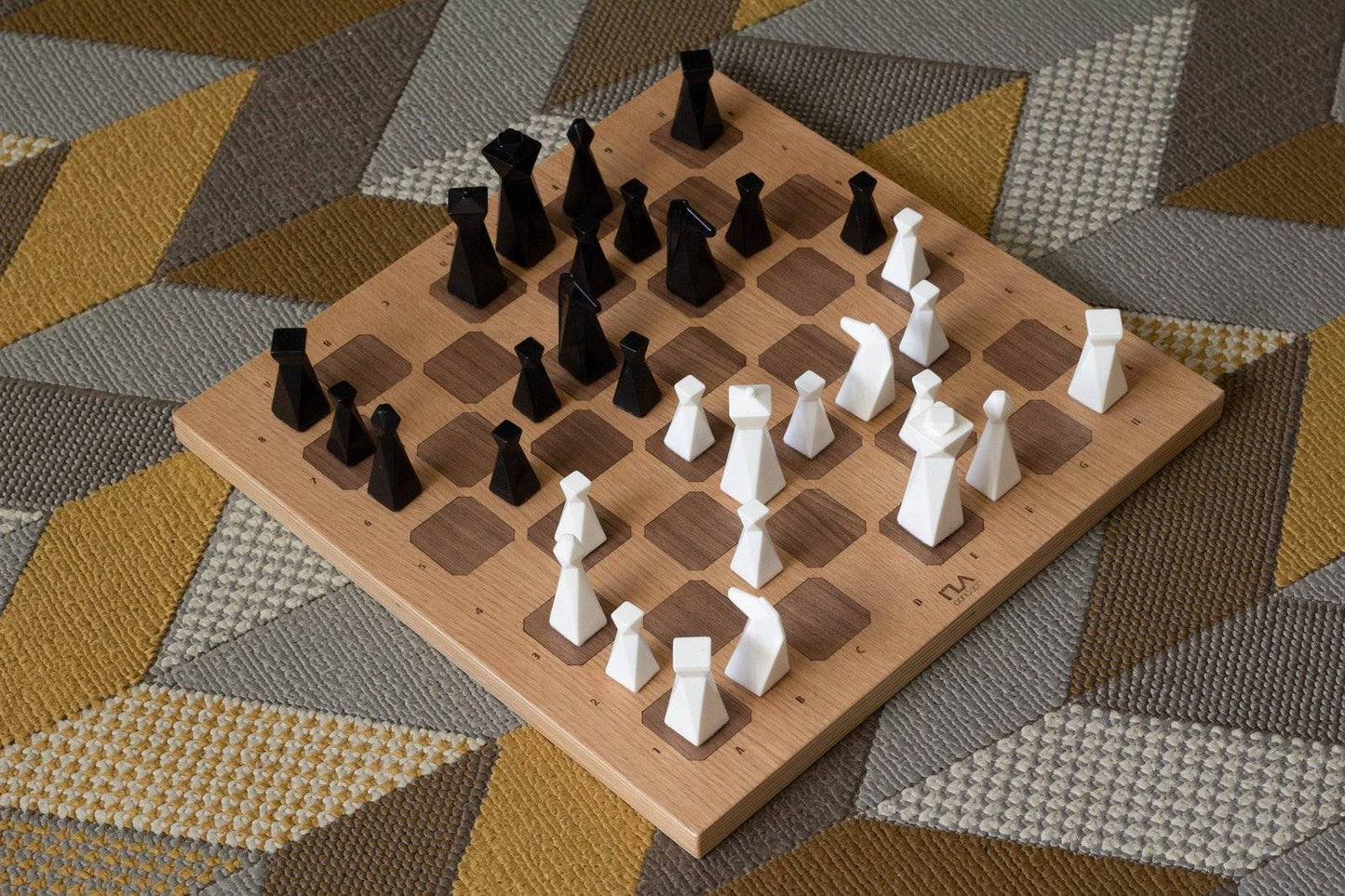 Plywood Chess Set - Handmade geometric modern chess set design gift by PLA Concept