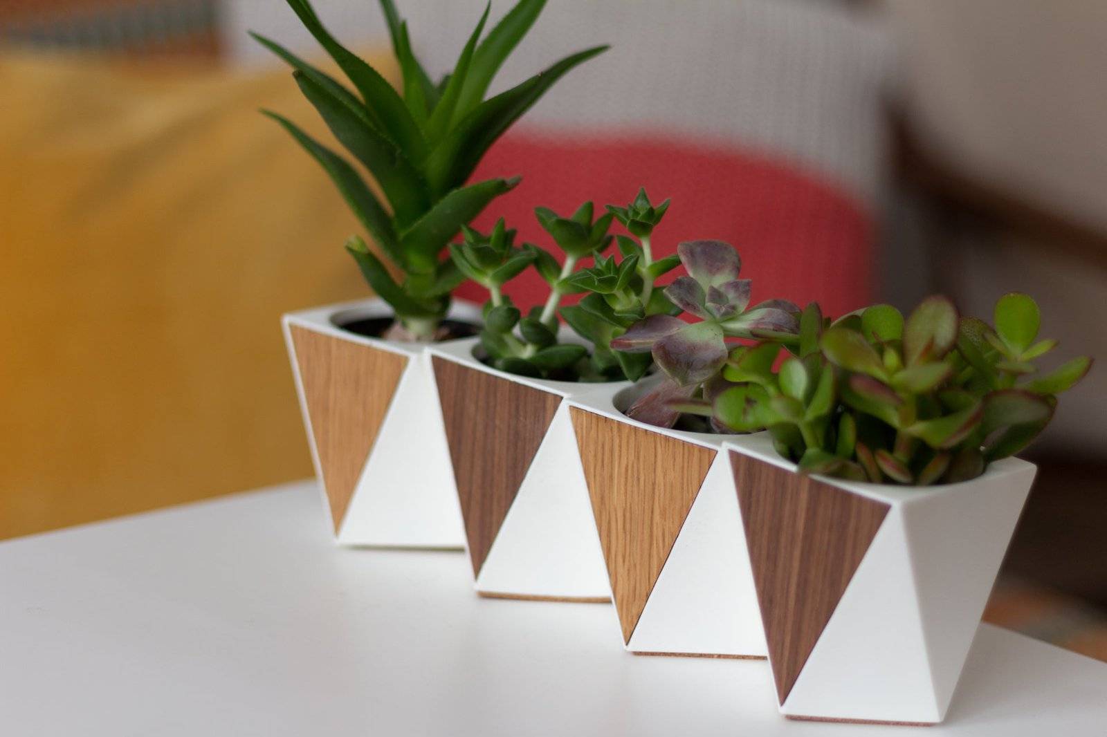 wooden pots for succulents Modern Geometric Handmade Resin and Wooden Succulent Planter – PLA Concept