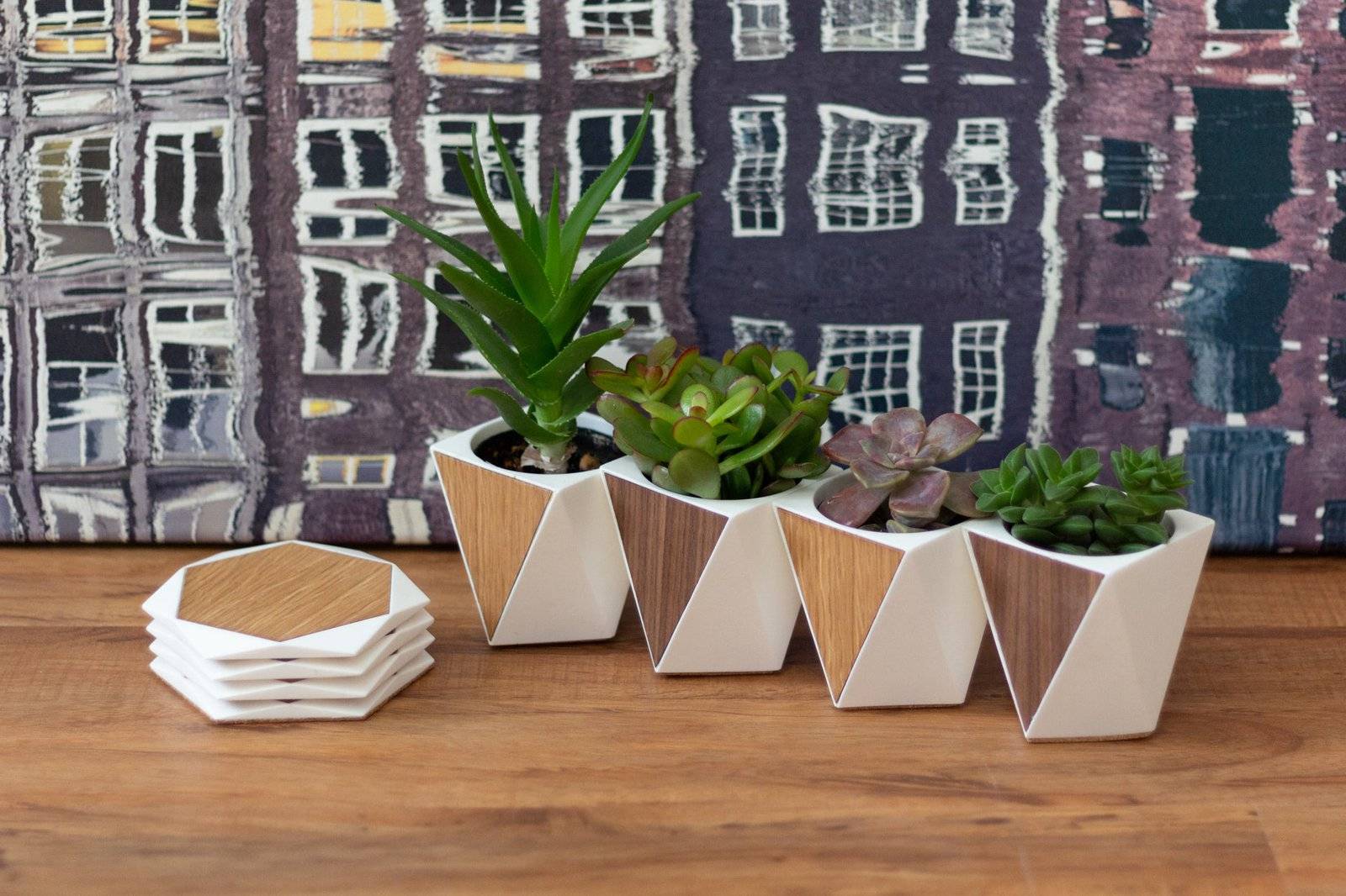pla for plant pots Modern Geometric Handmade Resin and Wooden Succulent Planter – PLA Concept