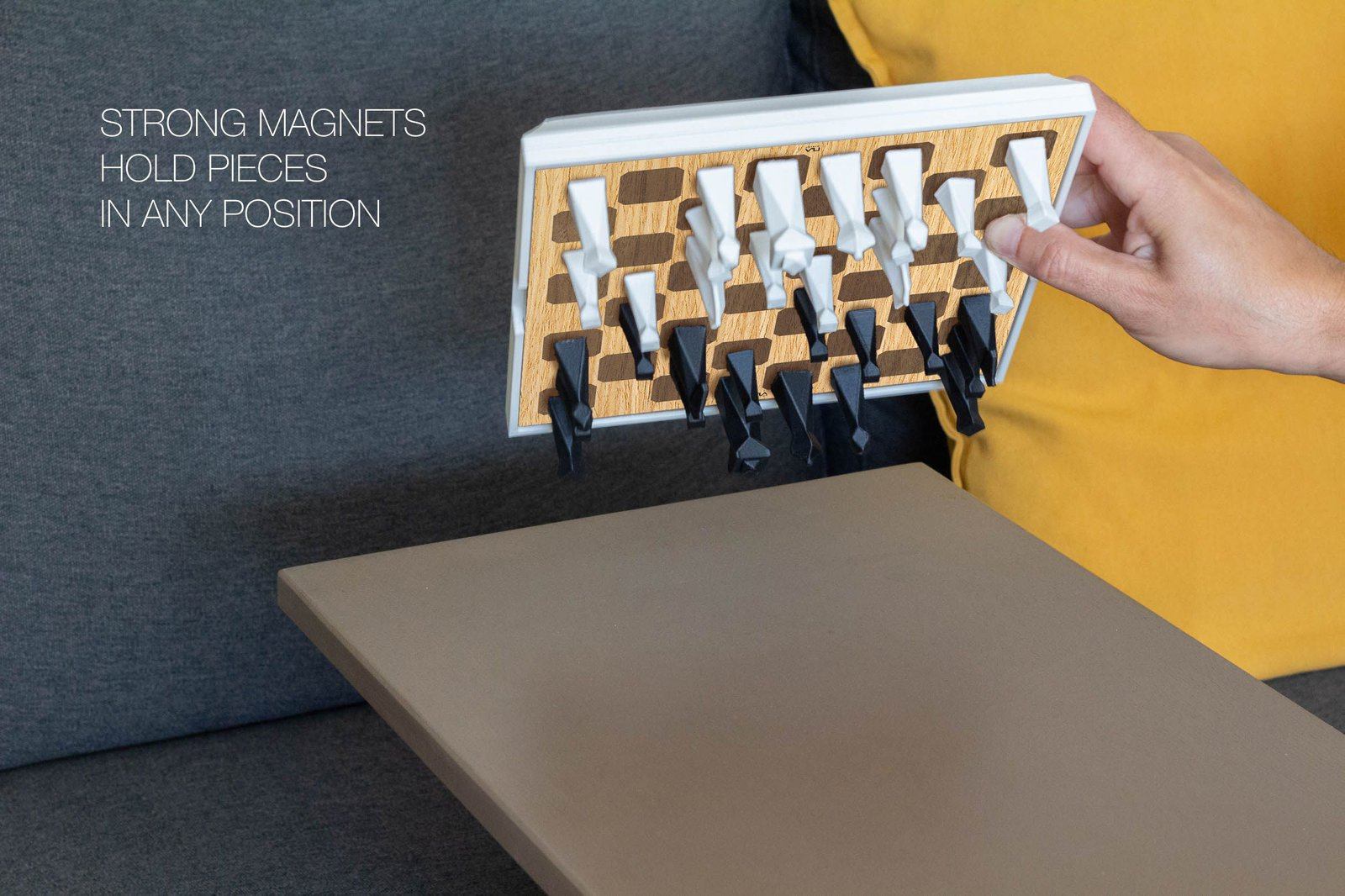 Personalized Magnetic Travel Chess Set, Modern Chess Set, Minimalist Unique Chess Set with Board, Birthday Gift, 3D Printed Chess Pieces