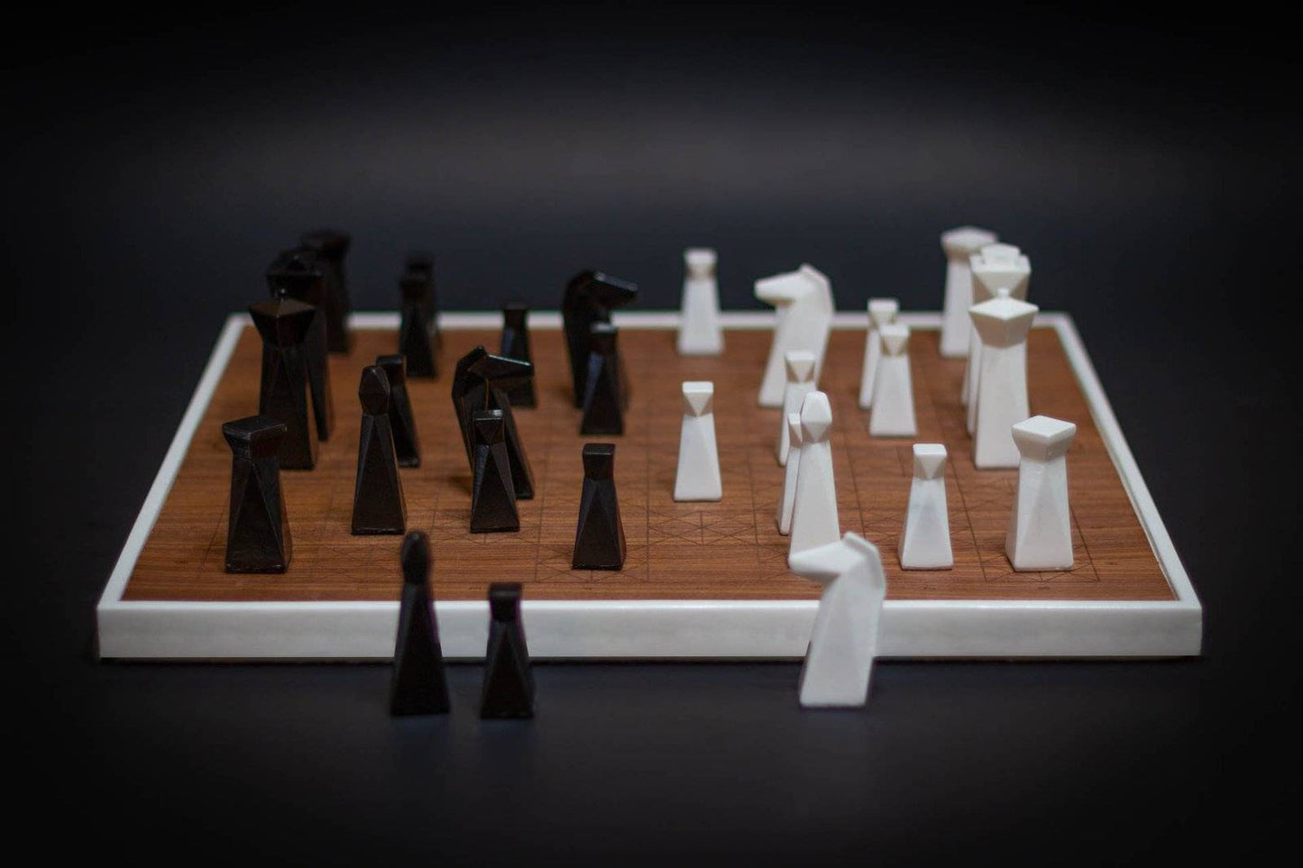Walnut Chess Set - Handmade geometric modern chess set design gift by PLA Concept